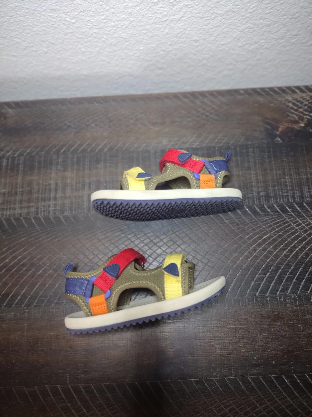Kids Multi-Color Adjustable Sandals - Red, Yellow, Blue